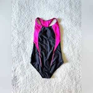 Girls One-Piece Swimsuit Black & Pink Size 11–12Y New with Tags
